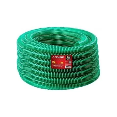 Шланг напорно-всасывающий ЗУБР 32 мм x 15 м, 3 атм, со спиралью ...