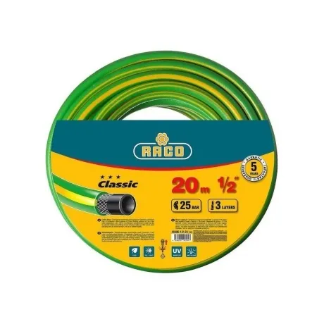 Шланг поливочный RACO CLASSIC, 1/2?, 20 м, 25 атм, трёхслойный, ...