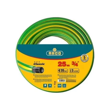 Шланг поливочный RACO CLASSIC, 3/4?, 25 м, 20 атм, трёхслойный, ...