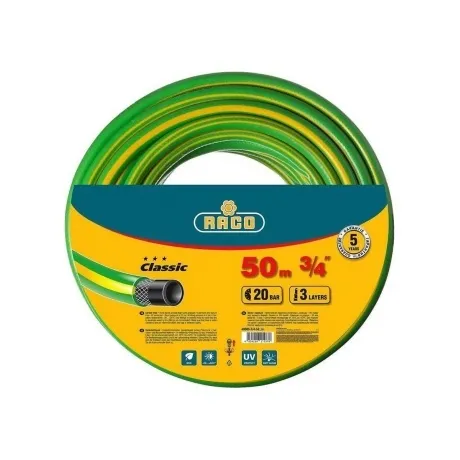 Шланг поливочный RACO CLASSIC, 3/4?, 50 м, 20 атм, трёхслойный, ...