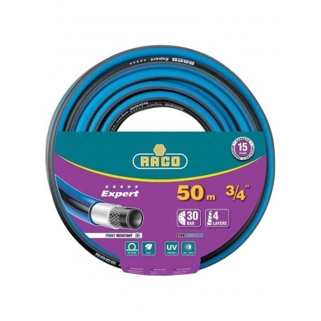 

Шланг поливочный RACO EXPERT, 3/4, 50 м, 30 атм, четырёхслойный, армированный (40302-3/4-50)