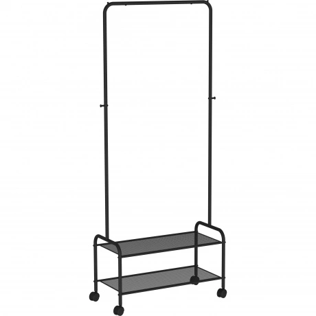 Вешалка гардеробная Валенсия 22М 2 полки, на колёсах, черный, ВГ...