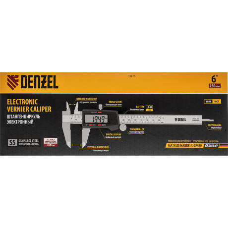 Штангенциркуль DENZEL 31613, 150 мм, электронный, с глубиномером - фото 6