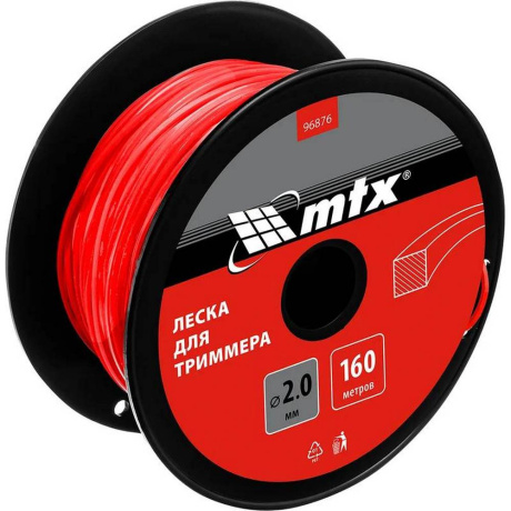 Леска для триммера квадрат 2,0 мм х 160 м, на катушке MTX (96876)