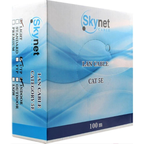 Кабель SkyNet Light CSL-UTP-2-CU/100, UTP, кат.5e, 100м, серый