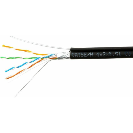 Кабель SkyNet Light CSL-FTP-4-CU-OUT/100, FTP, кат.5e, 100м, черный