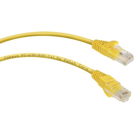 Кабель патч-корд U/UTP 5e кат. 2м. Cabeus PC-UTP-RJ45-Cat.5e-2m-YL-LSZH неэкранированный, желтый
