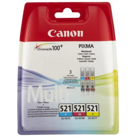 Картридж Canon CLI-521C/M/Y (2934B010) набор для Canon Pixma MP540/620/630/980, голубой/пурпурный/желтый - фото 2