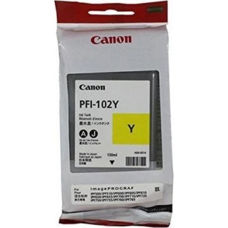 Картридж Canon PFI-102Y (0898B001) для Canon iPF510/605/610/650/655/750/760/765, желтый - фото 2