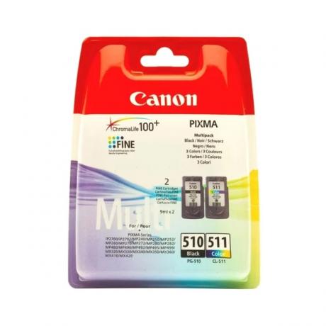 Картридж Canon PG-510/CL-511 (2970B010) набор для Canon 240/260/280/480/495/320/330/340/350/1900/2700, черный/трехцветный - фото 3