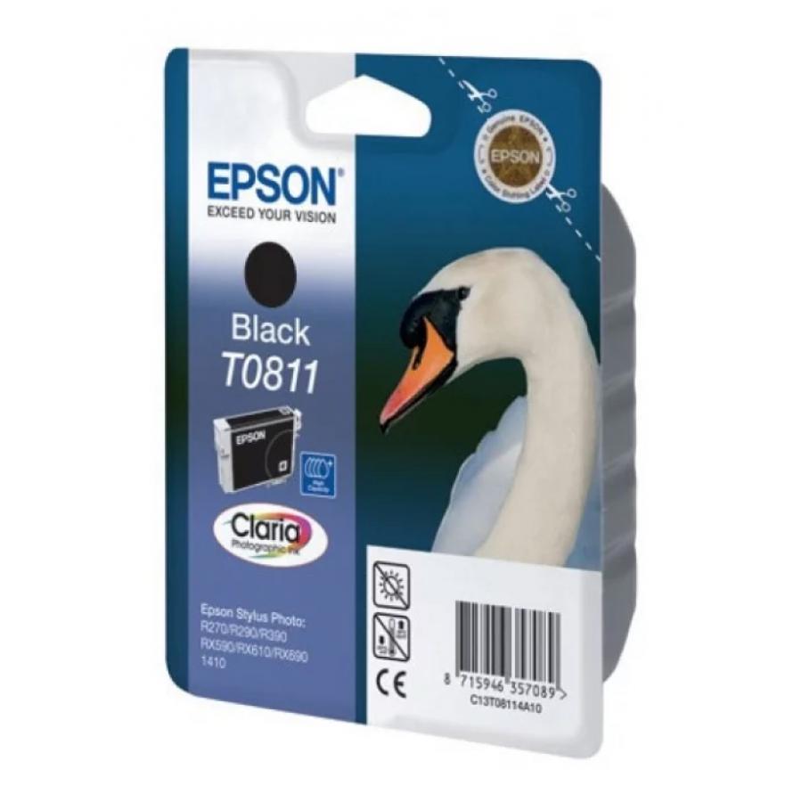 Картридж Epson T0811 (C13T11114A10) для Epson R270/290/RX590, черный картридж epson c13t12814011