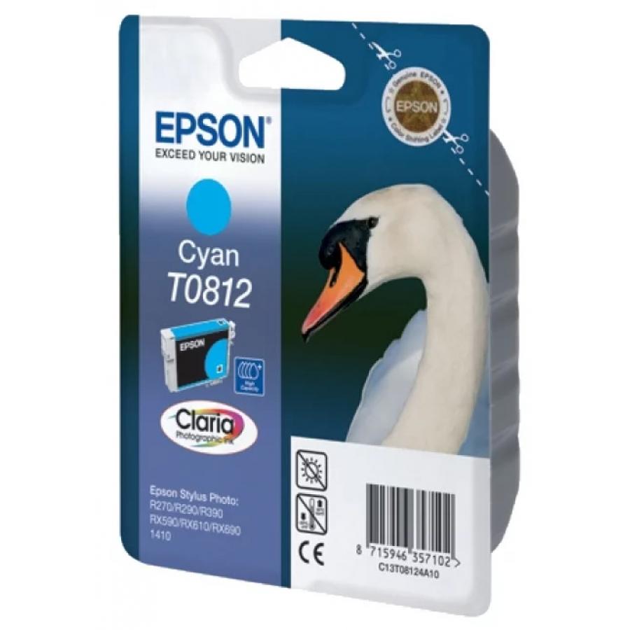Картридж Epson T0812 (C13T11124A10) для Epson R270/290/RX590, голубой картридж epson c13t12814011