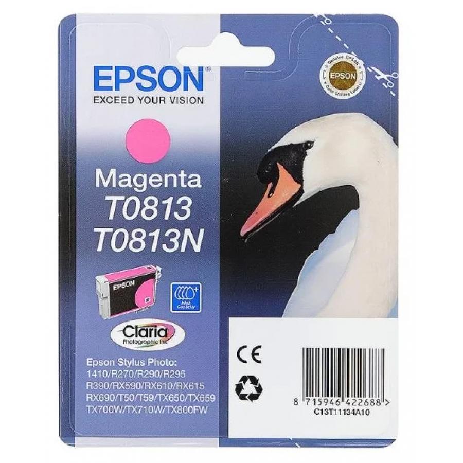 Картридж Epson T0813 (C13T11134A10) для Epson R270/290/RX590, пурпурный картридж epson c13t12814011