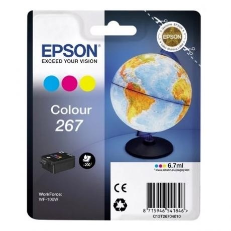 

Картридж Epson T267 (C13T26704010) для Epson WF-100W, голубой/пурпурный/желтый, Голубой;желтый;пурпурный