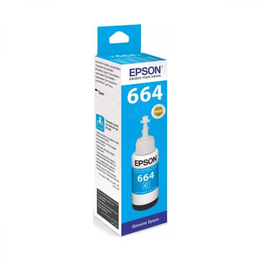 Картридж Epson T6642 (C13T66424A) для Epson L100, голубой c13t66424a контейнер epson c13t66424a l100 cyan ёмкость с чернилами 70мл срок 11 2023