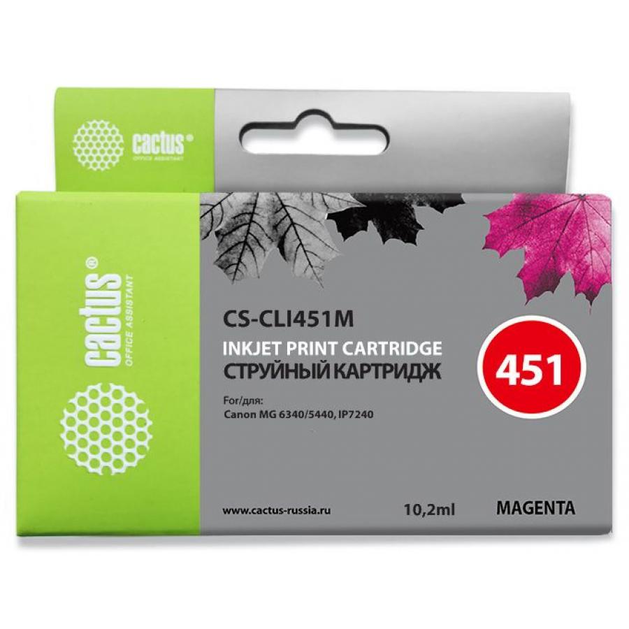 картридж cactus cs cli451m для струйного принтера совместимый пурпурный объем 10 2 мл Картридж Cactus CS-CLI451M пурпурный