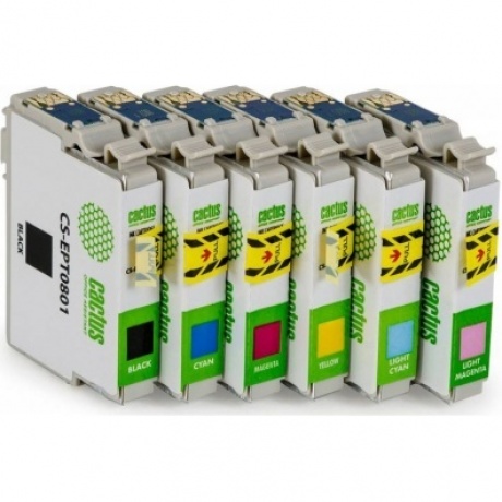 Картридж Cactus CS-EPT0807 черный/желтый/голубой/пурпурный/светло-голубой/светло-пурпурный - фото 2