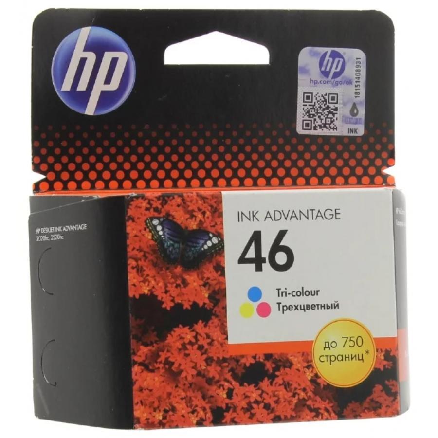 Картридж HP 46 трехцветный 750 стр. (CZ638AE) комплект струйных картриджей t2 ic h920xl mp cd972ae 920xl 920 xl cd972 для принтеров hp черный голубой пурпурный желтый