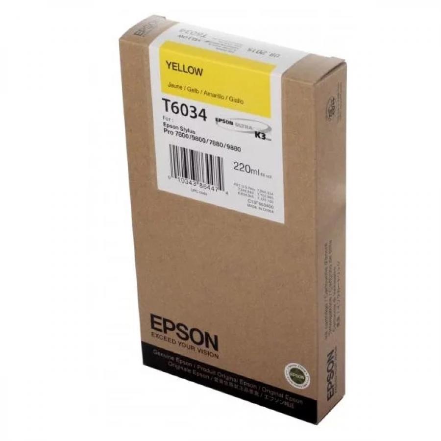 Картридж Epson T6034 (C13T603400) для Epson St Pro 7880/9880, желтый картридж струйный epson t6364 c13t636400 желтый 700мл для epson st pro 7900 9900
