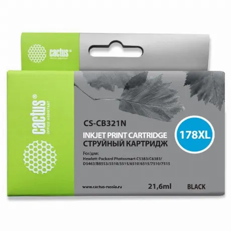 Картридж струйный Cactus CS-CB321N (CS-CB321) №178XL черный (17....