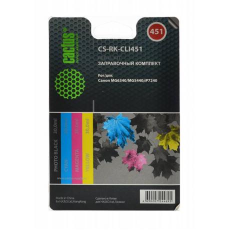 Заправочный набор Cactus CS-RK-CLI451 многоцветный 120мл для Canon MG 6340/5440/IP7240 - фото 1