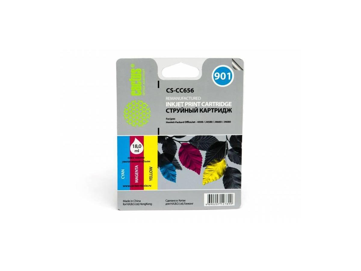 цена Картридж струйный Cactus CS-CC656 №901 многоцветный для HP DJ 4500 series/J4524/J4535/J4580/J4624/J4660/J4680 (18мл)