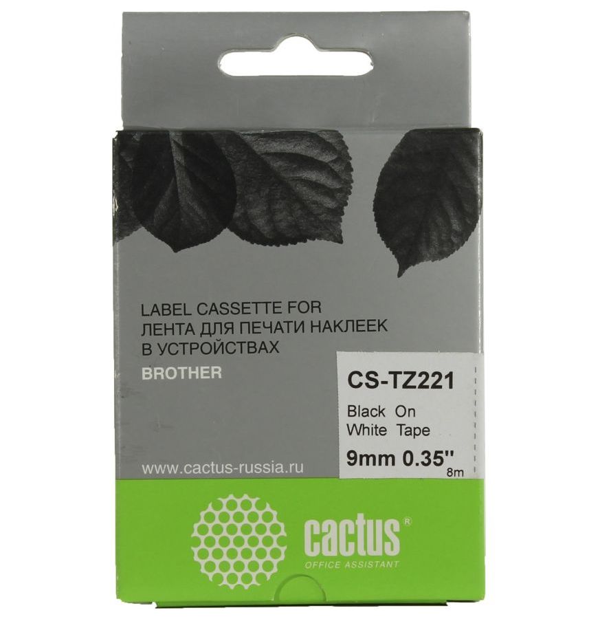 Картридж ленточный Cactus CS-TZ221 черный для Brother 1010/1280/1280VP/2700VP картридж с красящей лентой black 1010 1280 1280vp cs tz251 cactus