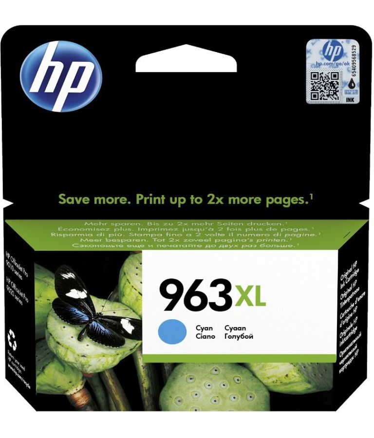 Картридж струйный HP 963 3JA27AE голубой (1600стр.) для HP OfficeJet Pro 901x/902x/HP