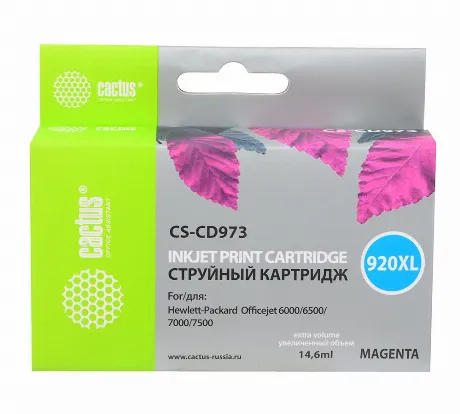 Картридж струйный Cactus №903XL CS-T6M07AE пурпурный (825стр.) д...