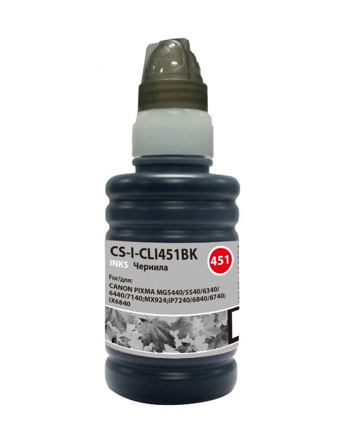 Чернила Cactus CS-I-CLI451BK черный 100мл для Canon Pixma iP6840/iP7240/iP8740/iX6840/MG5440