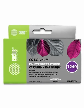 Картридж струйный Cactus CS-LC1240M пурпурный (12мл) для Brother...