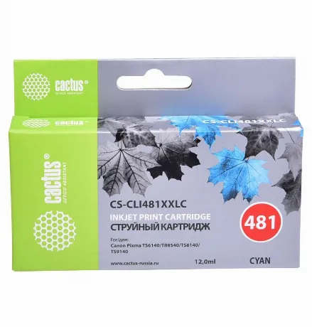 Картридж струйный Cactus CS-CLI481XXLC голубой (12мл) для Canon ...