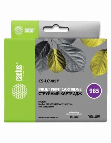 Картридж струйный Cactus CS-LC985Y желтый (15мл) для Brother DCP...
