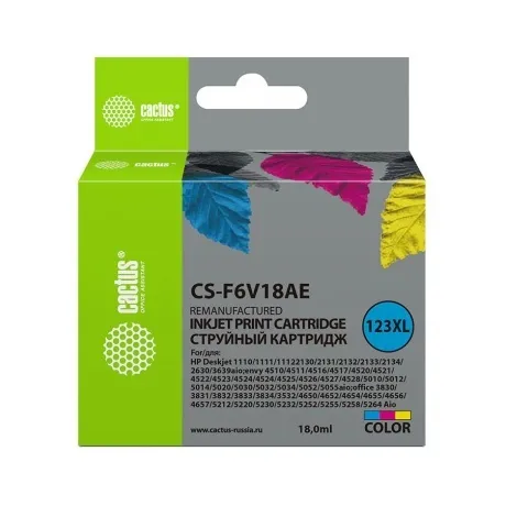 Картридж струйный Cactus CS-F6V18AE многоцветный