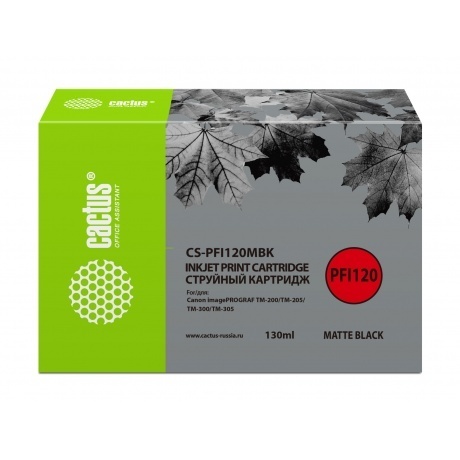 

Картридж струйный Cactus CS-PFI120MBK черный матовый (130мл) для Canon imagePROGRAF TM-200/TM-205/TM-300/TM-305