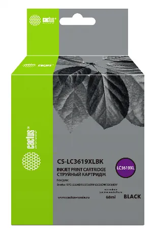 Картридж струйный Cactus CS-LC3619XLBK черный (68мл) для Brother...