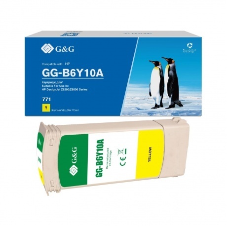 Картридж струйный G&G GG-B6Y10A 771C желтый (775мл) для HP Desig...