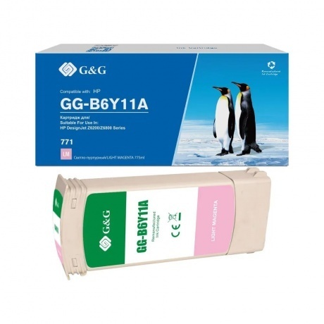 

Картридж струйный G&G GG-B6Y11A 771C светло-пурпурный (775мл) для HP DesignJet Z6200