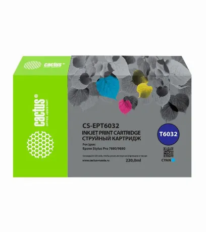 Картридж струйный Cactus CS-EPT6032 T6032 голуб.пигм. (220мл) дл...