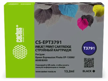 Картридж струйный Cactus CS-EPT3791 378XL черный (13.2мл) для Ep...
