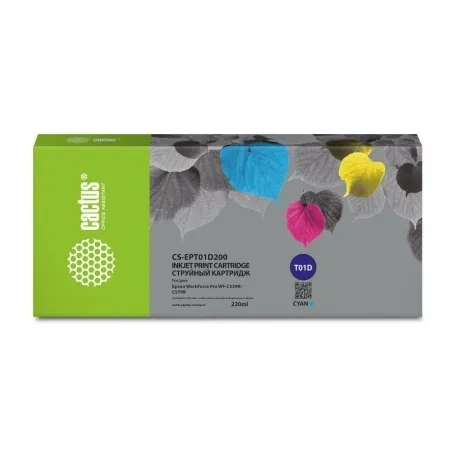 Картридж струйный Cactus CS-EPT01D200 T01D2 голубой (220мл) для ...