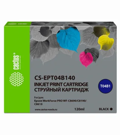 Картридж струйный Cactus CS-EPT04B140 T04B1 черный (120мл) для E...