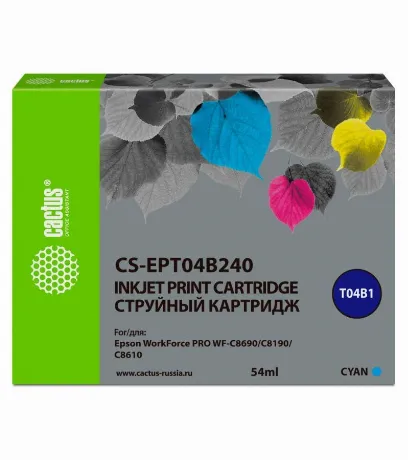 Картридж струйный Cactus CS-EPT04B240 T04B2 голубой (54мл) для E...