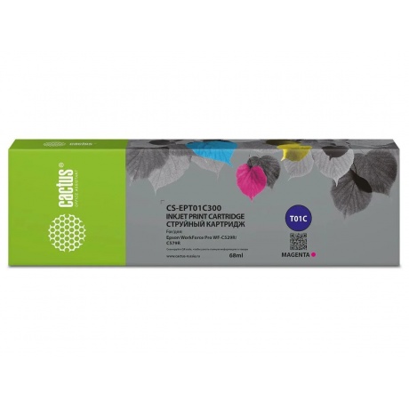 Картридж струйный Cactus CS-EPT01C300 T01C3 пурпурный 68мл для Epson WorkForce Pro WF-C529RDTWC579RD2TWFC579RDTWF Pro 3745₽