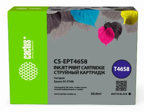 Картридж струйный Cactus CS-EPT46S8 T46S8 черный пигментный (30м...