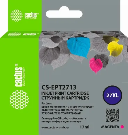 Картридж струйный Cactus CS-EPT2713 27XL пурпурный (17мл) для Ep...