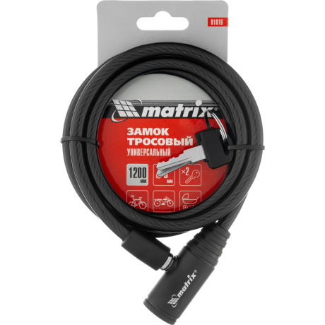 Замок тросовый универсальный Matrix 91816, 8 х 1200 мм - фото 3