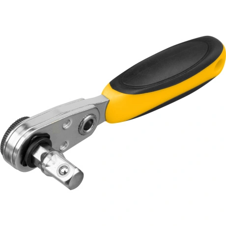 Ключ-трещотка для бит DENZEL 11633, 1/4", 52 зуба, CrMo, адаптер...