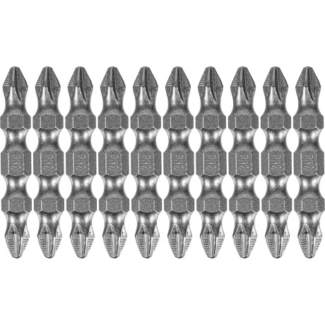 Набор бит двухстор. DENZEL 11673, PH2-PH2х45 мм, сталь S2, 10шт.