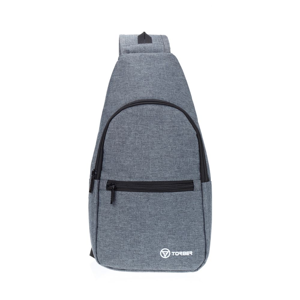 Рюкзак Torber с одним плечевым ремнем T062-GRE, серый рюкзак torber t062 brd с одним плечевым ремнем чёрно бордовый